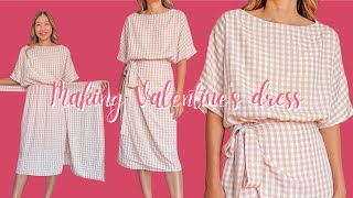 Making my Valentine's dress (Boat neck, batwing sleeve, wrap look) | Beginner sewing project