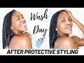 WASH DAY ROUTINE AFTER PROTECTIVE STYLING | SHEDDING, DETANGLING, ADDING IN MOISTURE! | NATURAL HAIR