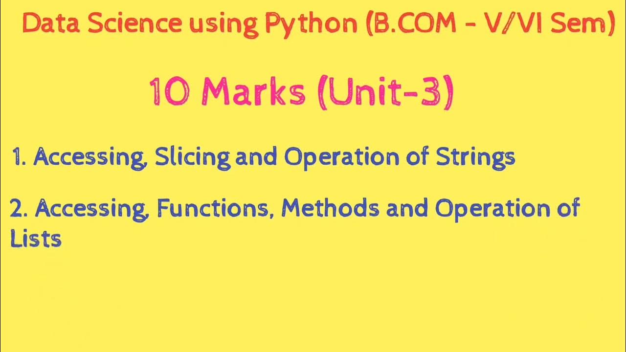 Degree (2020-23) | 5th/6th Sem | B.Com | Data Science using Python ...