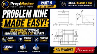 SolidWorks Tutorial #9 | Problem 9 Made Easy | Basic Extrude & Cut for Beginners