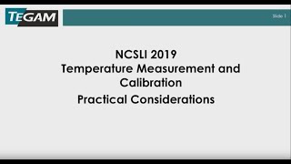 Intro to Thermometry Sensors, Instruments & Calibration - Seminar Part 2