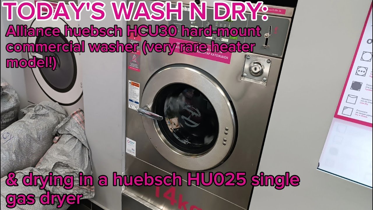 Huebsch HCU30 hard-mount 14KG commercial washer & huebsch HU025 single gas dryer