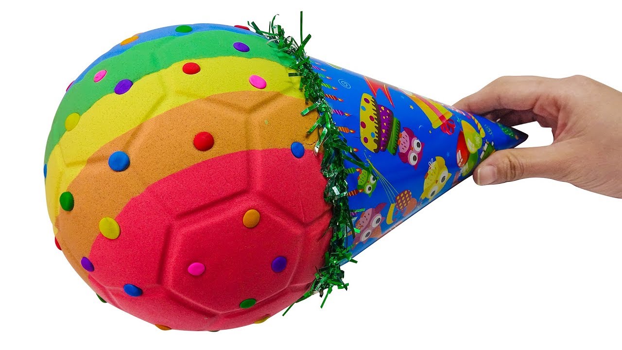 Learn Colors Shape It Sand & Making Giant Ice Cream With Hat Nursery Rhymes Songs For Kids