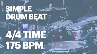 175 BPM Simple Rock Drum Beat in 4/4 straight feel