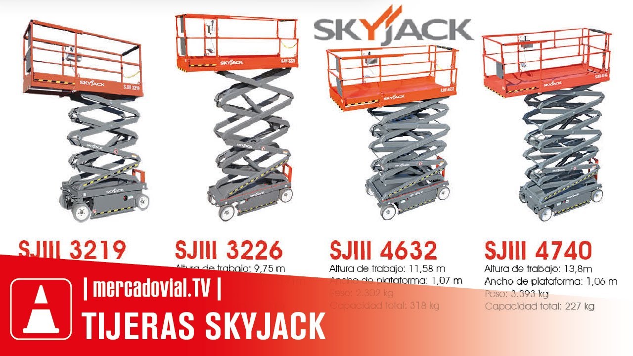 Plataformas Tijera Skyjack SJIII 3219 - 3226 - 4632 - 4740 - de 8 a 14mts | Eléctricas