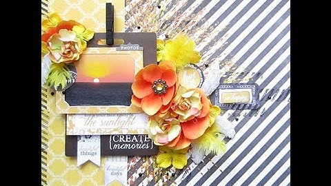 Sunset Themed Mixed Media LO with Flying Unicorn