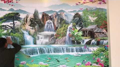 Tranh dán tường 3D- Sơn Thủy hữu tình rất mãn nhãn | Lh 0328077444