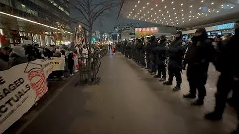Anti-Israel protest erupts outside Munk debate on two-state solution