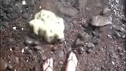 My feet on red sand beach