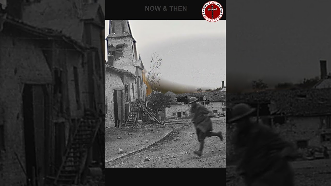 U S  Troops ofThe Big Red On runs for cover from German artillery fire in Exermont, France