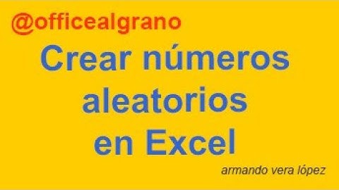 Crear números aleatorios en Excel 2007 / 2010.  (0,51