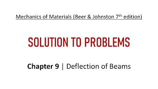 Chapter 9 | Solution to Problems | Deflection of Beams | Mechanics of Materials