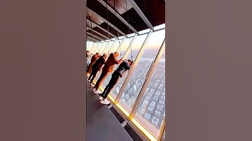 Glass Wall Tilts Out! People Go Airborne 😱💥 #FearOfHeights #ViralCheckIn