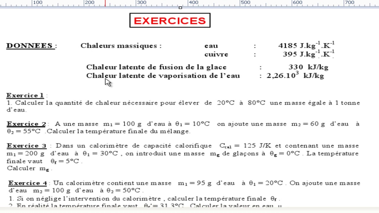 Exercice thermodynamique YouTube