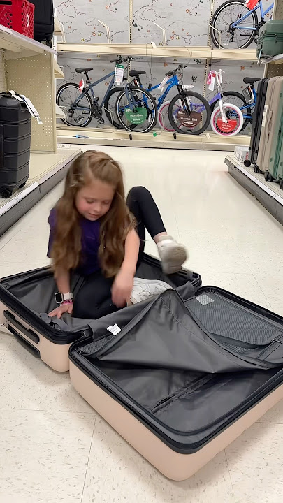 CAN SHE FIT INSIDE A SUITCASE?! 🤭🤣🤯 @HallieOnStage114 #funny #target #cute #viral #trendy #lol