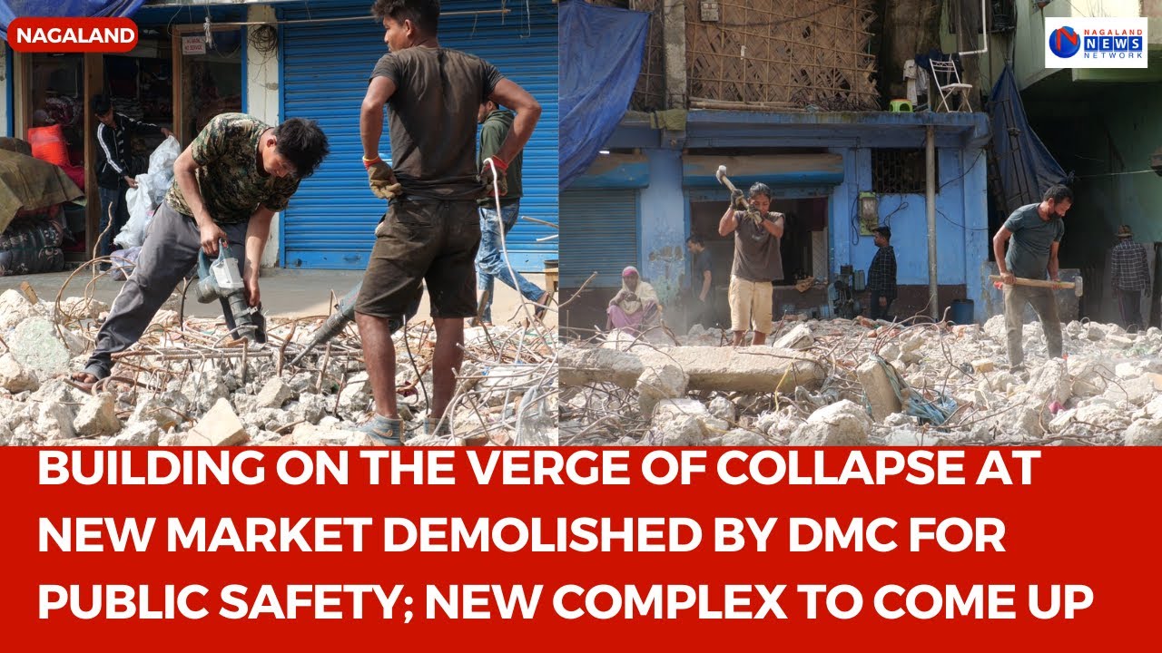 BUILDING ON THE VERGE OF COLLAPSE AT NEW MARKET DEMOLISHED BY DMC FOR  PUBLIC SAFETY 