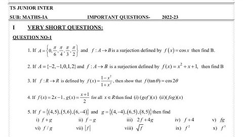INTER 1st YEAR MATHS 1A IMPORTENT QUESTIONS 2022/2023