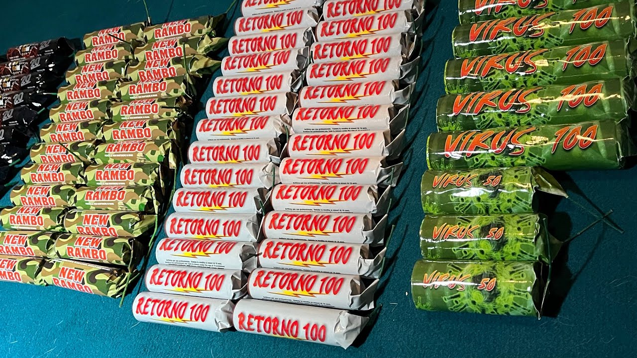 Unboxing F4 firecrackers : Tuono Gold 20, Virus 100 & 50, New Rambo, Retorno 100...