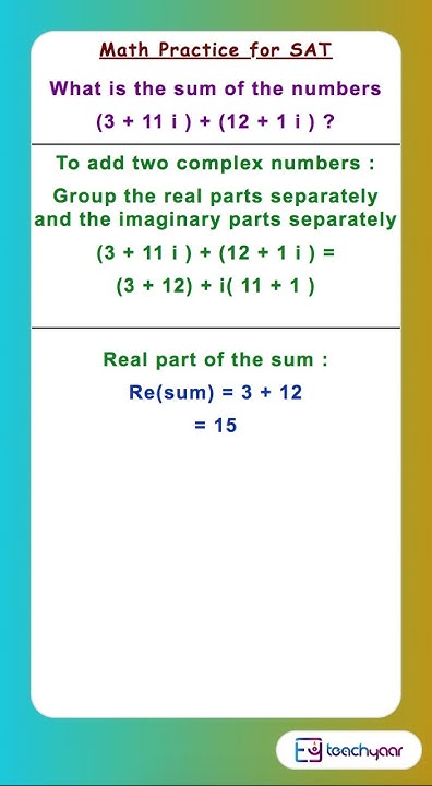 Add two Complex Numbers | SAT Math Practice - YouTube