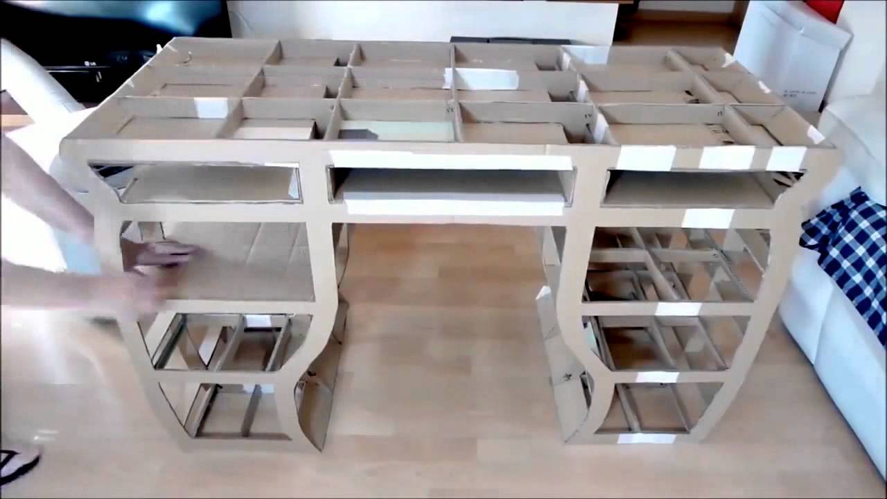 cara membuat meja  dari kardus bekas  YouTube