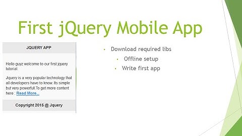 jQuery Mobile  1 : Setup Offline and Make First App