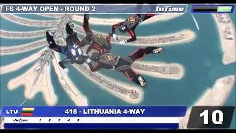 Lithuania / Formation Skydiving 4-way Open Rd. 2, Mondial 2012 Dubai