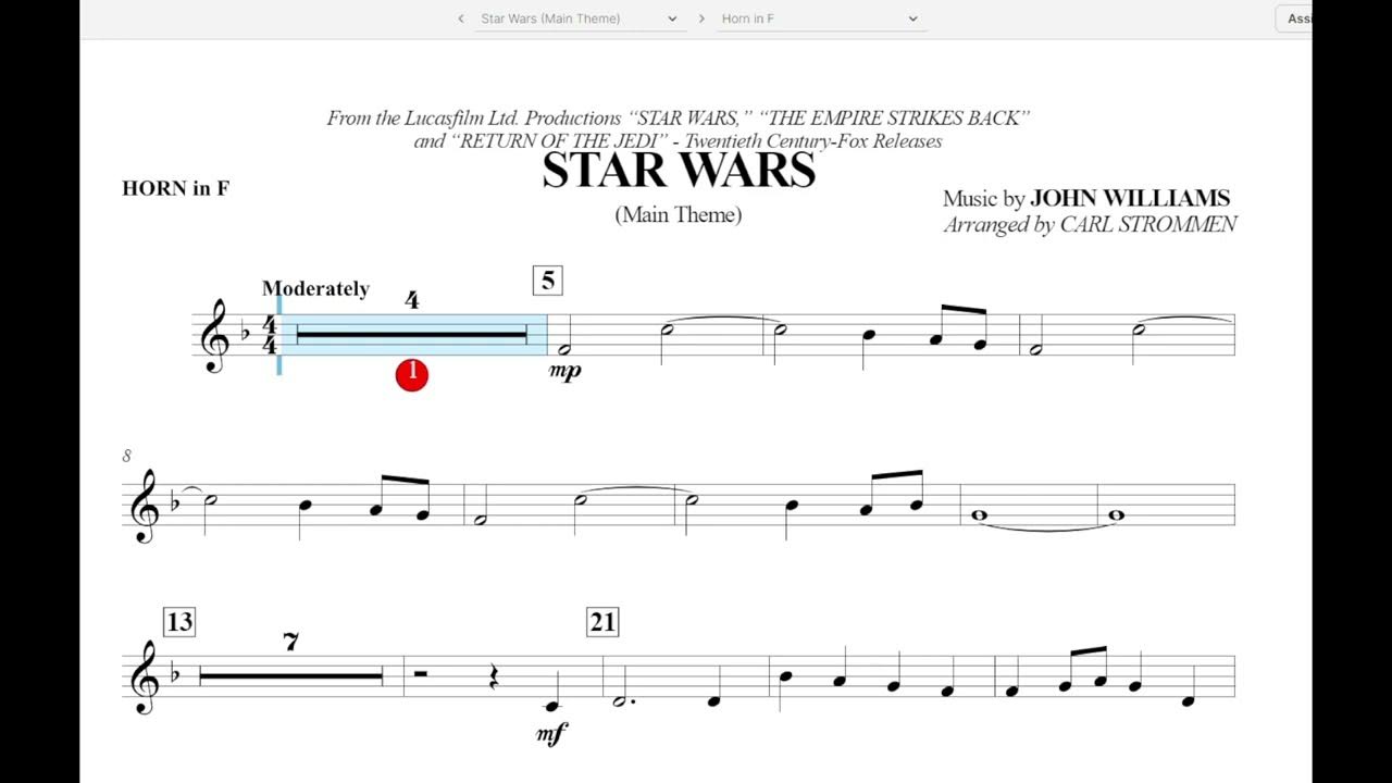 Star Wars - Horn in F Play Along Star Wars - Horn in F Play Along
