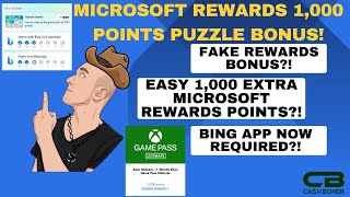Microsoft Rewards 1,000 Points Puzzle Bonus - Bing Mobile App Now Required? Streaks Are Needed?