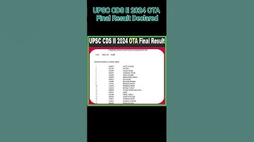 UPSC CDS II 2024 OTA Final Result Declared