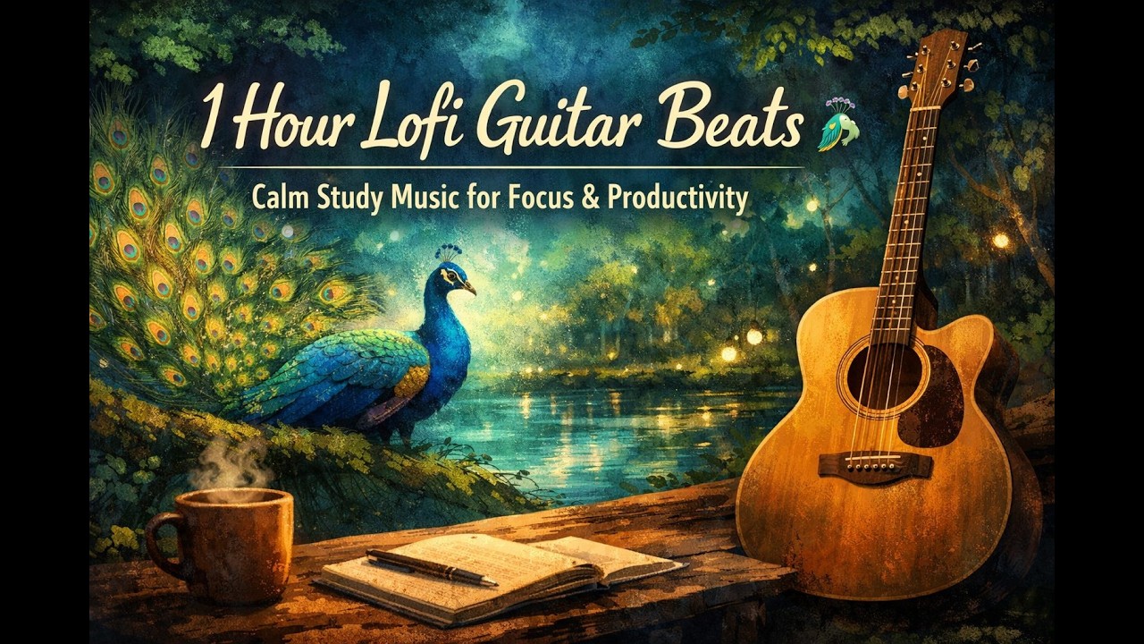1 Hour Lofi Guitar Beats 🦚 | Calm Study Music for Focus & Productivity