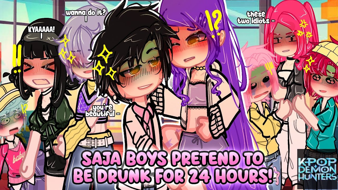 SAJA BOYS pretend to be DRUNK for 24 Hours! || KPOP Demon Hunters || Ft. Huntrix || Ships || Gacha