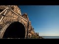 Timelapse on old round railway on Baikal.