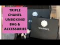 TRIPLE CHANEL HAUL UNBOXING! Chanel Handbag and Accessories Unboxing, Chanel 20k collection #chanel