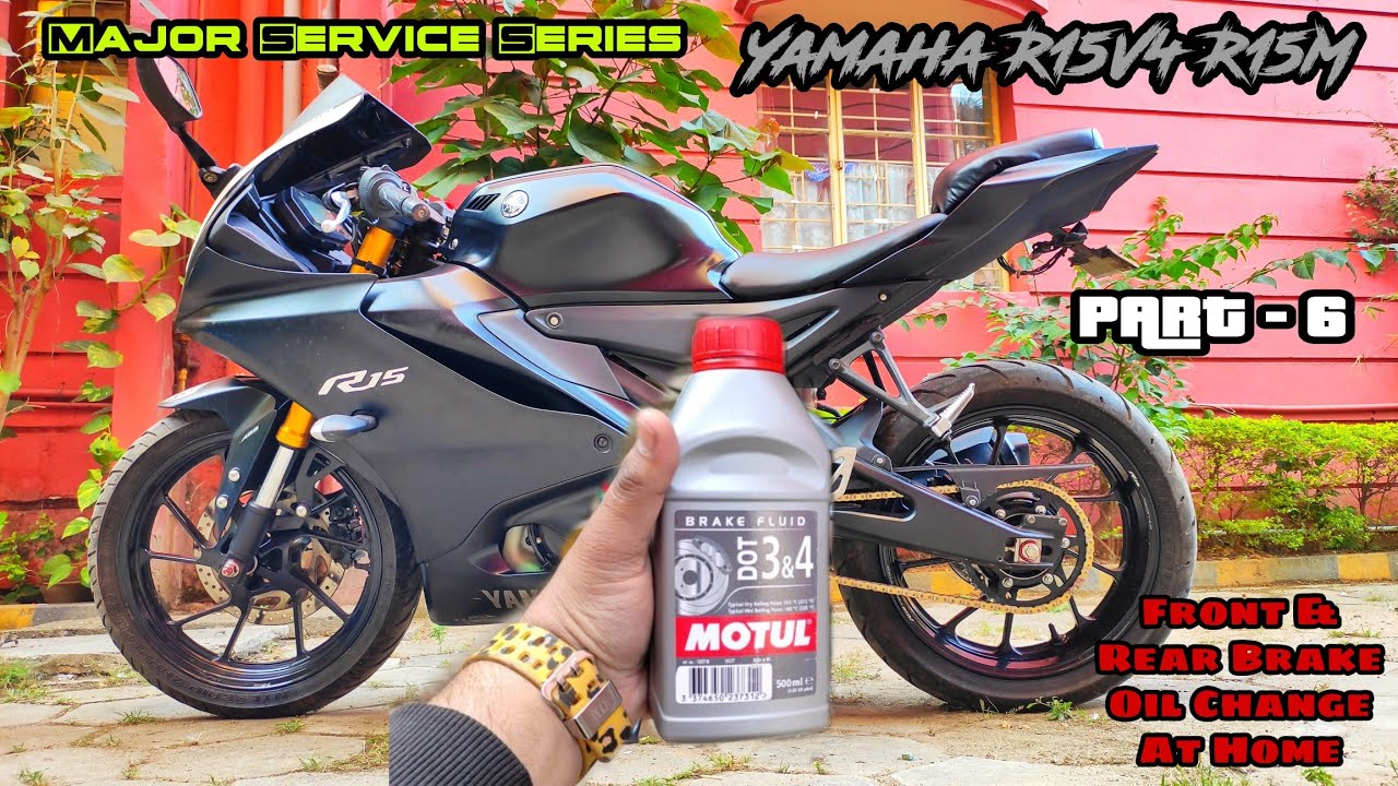 Yamaha R15V4 R15M Brake Oil Replacement & Flushing At Home|Both Disk Brake Fluid Bleeding & Change