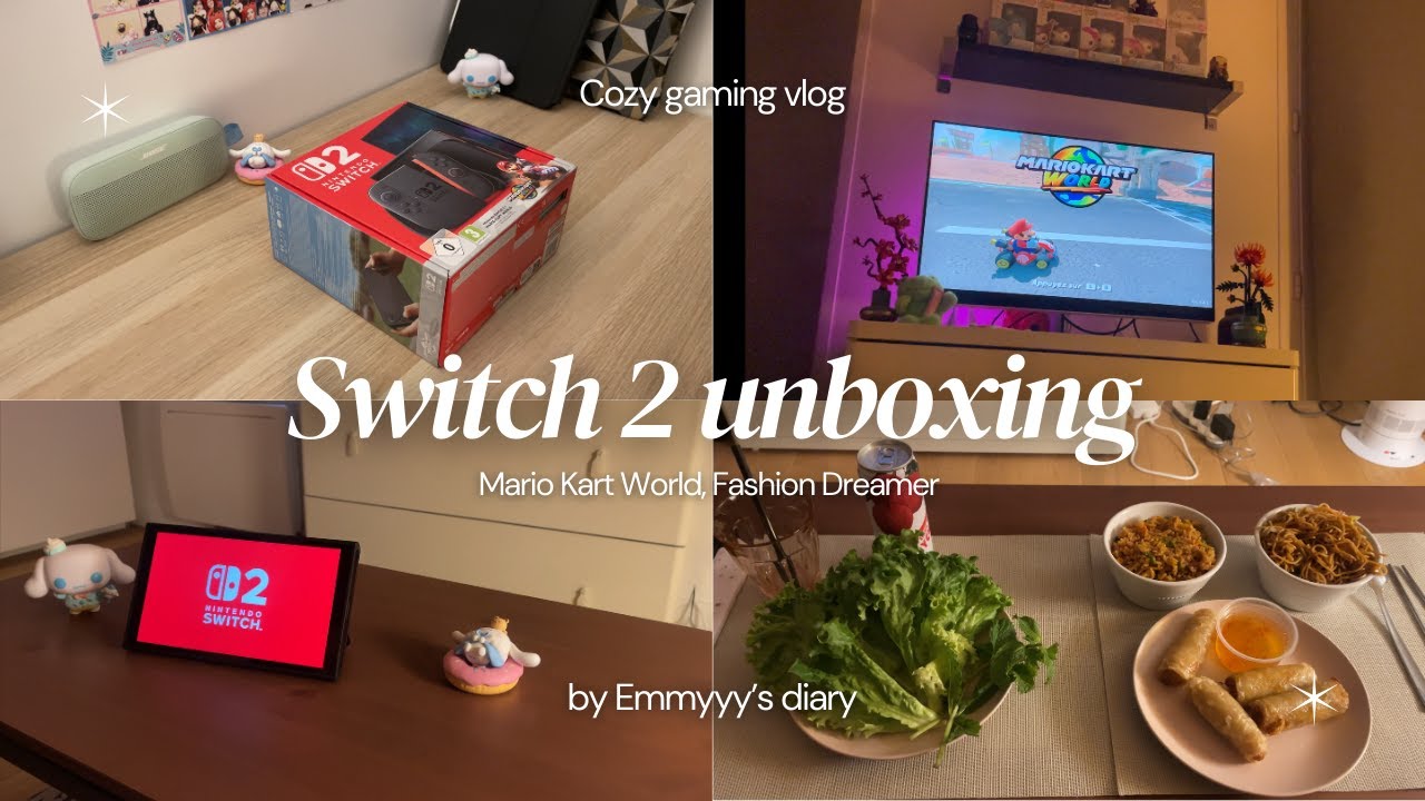 Nintendo Switch 2 unboxing & setup 🎮| Cozy gaming vlog ☁️| Mario Kart World, Fashion Dreamer
