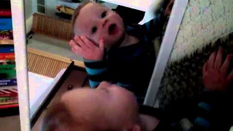 Ben kissing himself in the mirror; so cute!