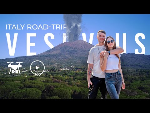 Climbing Vesuvius Volcano - 🇮🇹 Italy Road trip - 🌋 Crater from inside - Drone + 360° Video