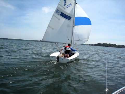 Spinnaker Set and Jibe on 420, Lake Norman, NCCSR Blythe 