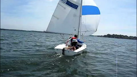Spinnaker Set and Jibe on 420, Lake Norman, NCCSR Blythe Landing