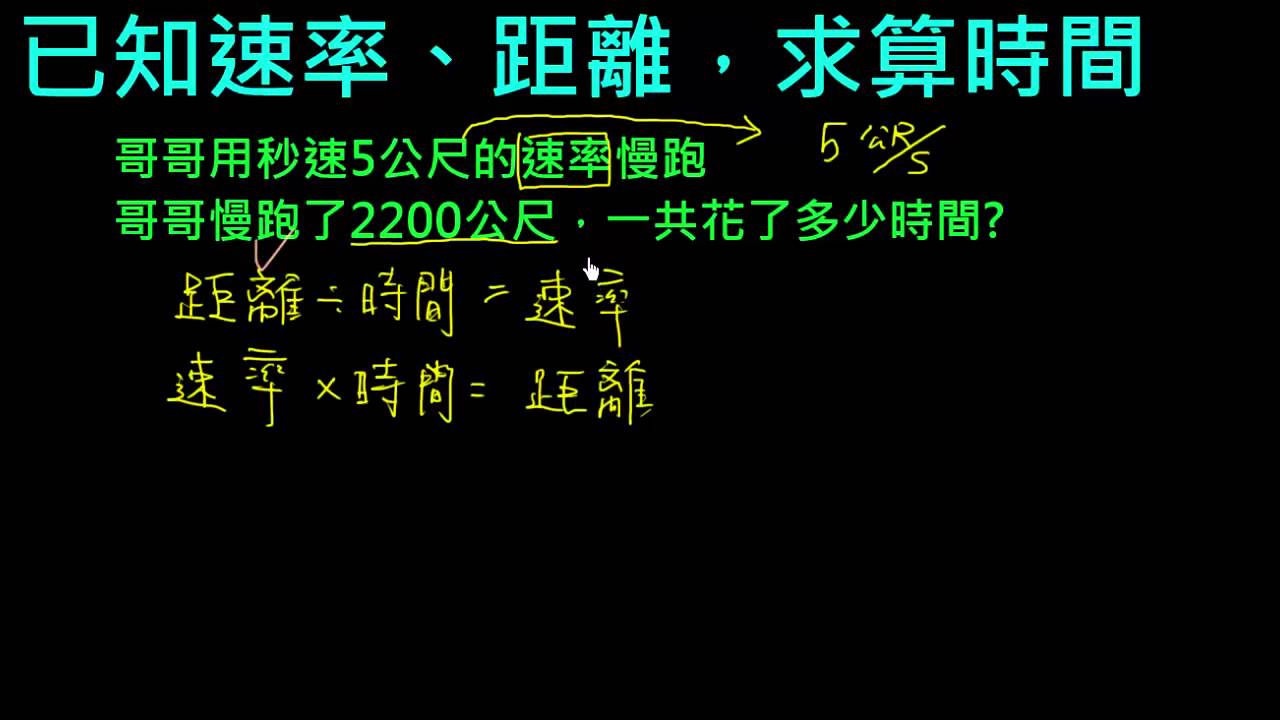 速率8 距離除以速率等於時間 Youtube