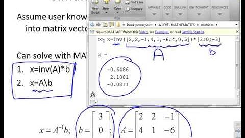 Matrices 8 - use of MATLAB
