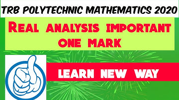 #TRB POLYTECHNIC MATHEMATICS 2020    #Real analysis important one mark