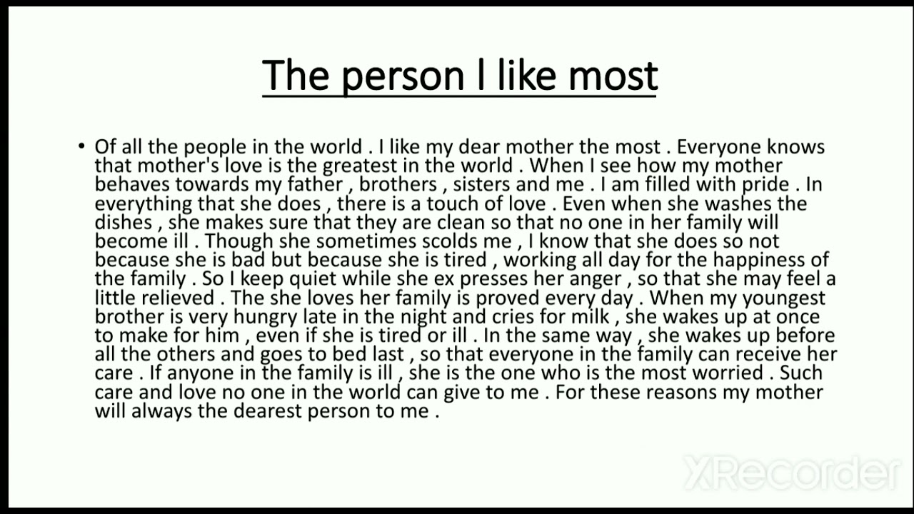 the person i like best essay