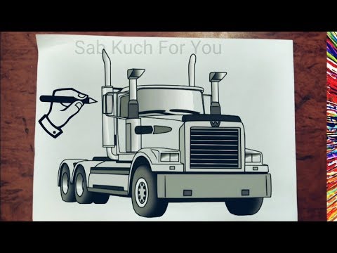 #7 How to Draw Semi Truck | Step by step easily 😊 Tutorial - YouTube