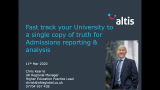 Altis UK University Admissions Dashboard Webinar - 11 March 2020