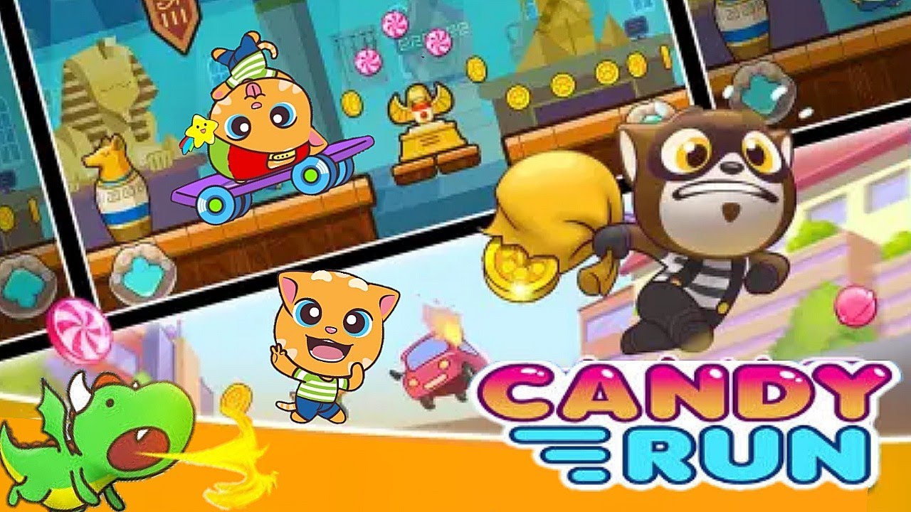 Talking Tom Candy Run Skater Ginger vs Roy Raccoon Dragon Pet Unlocked Gameplay Android ios