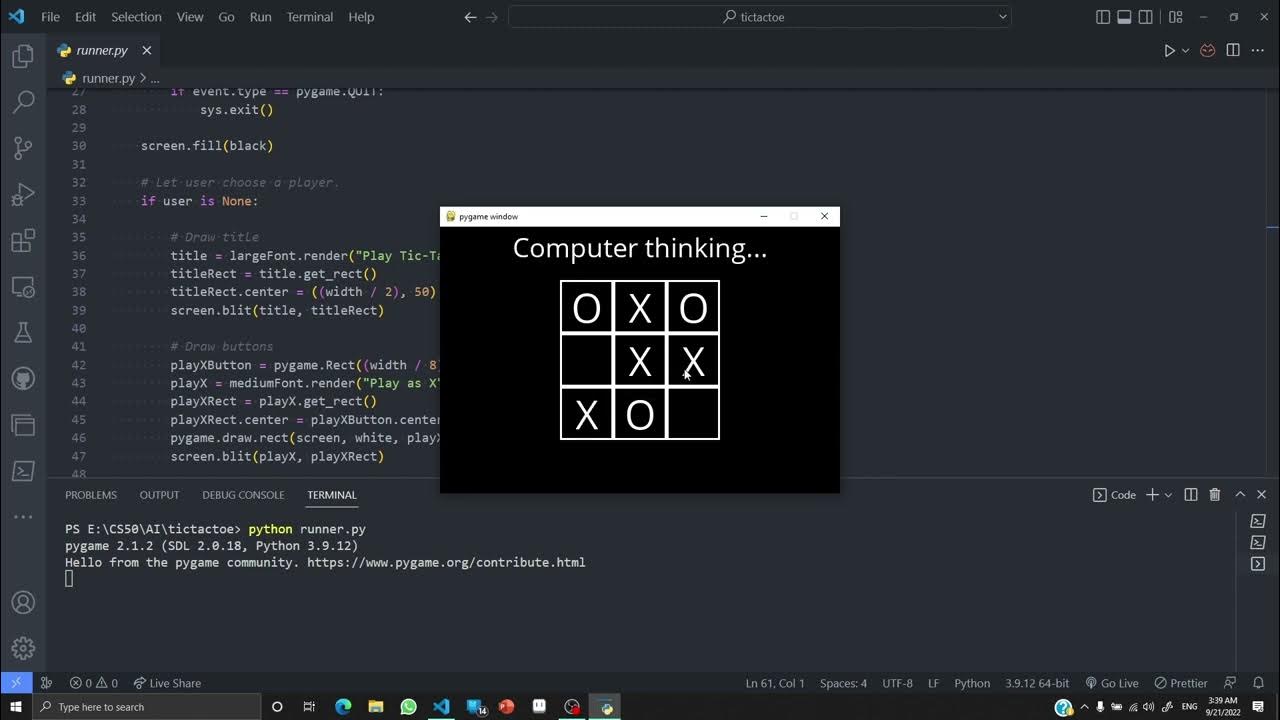 Tic-tac-toe-CS50 AI - YouTube