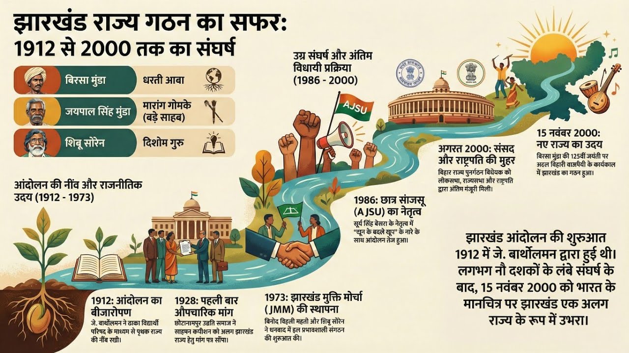 झारखंड राज्य निर्माण आंदोलन | Jharkhand State formation movement | Jpsc, Jssc cgl etc.