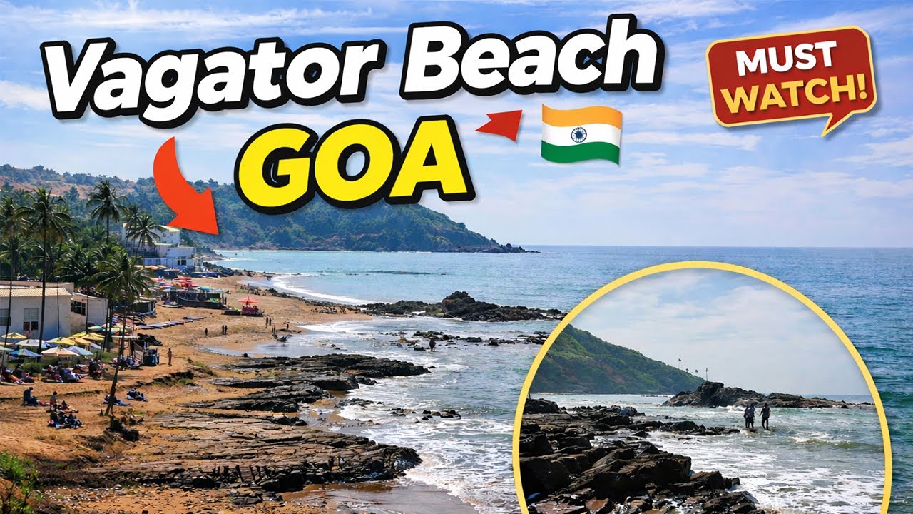 Vagator Beach Goa 🇮🇳 | Hilltop to Beach View | Cleanest & Most Scenic Beach in North Goa